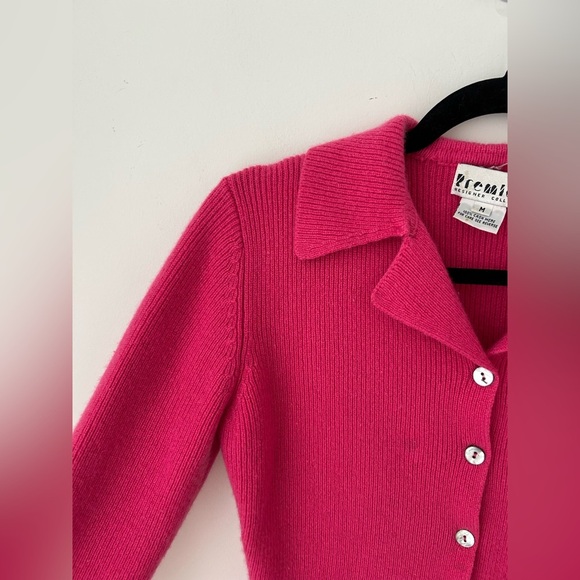 Cashmere pink cardigan sweater - Picture 5 of 12